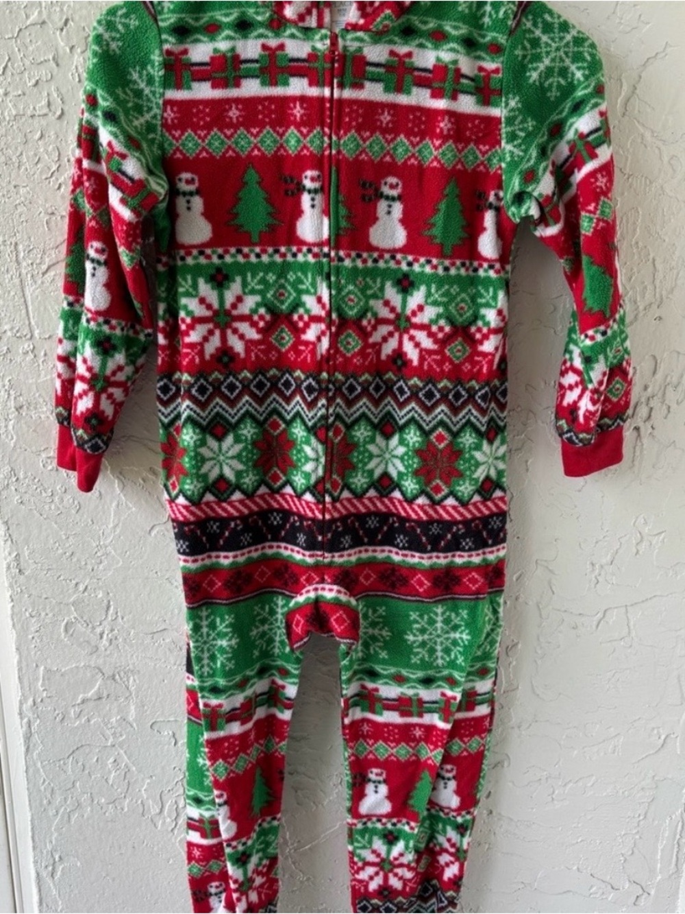 The Children's Place Red & Green Holiday Snowman One-Piece Pajamas